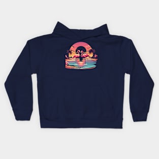 Pink Flamingo Summer Vibes Kids Hoodie